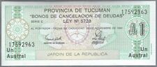 Billete Argentina / Argentina / Provincia De Tucumán - 1 Austral - 1991 - unc segunda mano  Embacar hacia Argentina