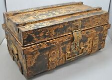 Baú antigo de ferro enorme caixa de armazenamento original antigo feito à mão gravado pol comprar usado  Enviando para Brazil