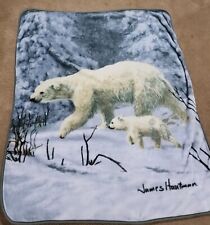 Manta de felpa James Hautman 62"" x 49"" blanca madre oso polar bebé cachorro, usado segunda mano  Embacar hacia Argentina