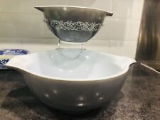 Rare JAJ Pyrex Vintage Hawthorn Chip N Dip Grey Cinderella Bowls Set & Stand.  for sale  CRAWLEY