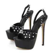 Women Metal Rivet Buckle Strap High Heels Platform Sandals Sexy Peep Toe Pumps for sale  Shipping to South Africa