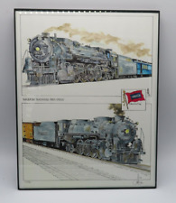 Locomotiva a vapor vintage Wabash Railroad impressão colorida 2822 assinada numerada #14/300, usado comprar usado  Enviando para Brazil