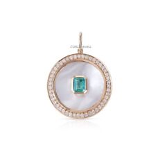 Pingente de prata 925 amuleto medalhão esmeralda diamante designer madrepérola comprar usado  Enviando para Brazil