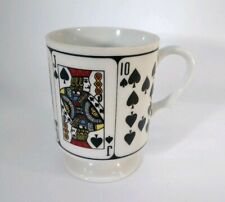 Spade Royal Flush jogo de cartas de pôquer mão, xícara de chá de café porcelana 10 oz, usado comprar usado  Enviando para Brazil