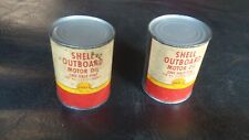 2 vintage Shell Oil Co Outboard Motor Oil Half Pint (8oz) Metal Oil Cans FULL for sale  Shipping to Canada