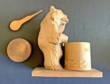 Urso de madeira esculpido com pote de mel e colher | Gawknpckn mel | Não perfeito comprar usado  Enviando para Brazil