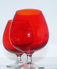 Pair of Red Crystal Glass Brandy Balloons - 14cm for sale  Shipping to South Africa