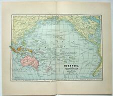 Oceania - Oryginalna mapa z 1895 roku autorstwa Hunt & Eaton. Ocean Spokojny antyk na sprzedaż  Wysyłka do Poland