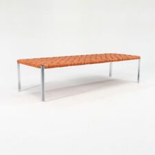 Gratz Industries Laverne TG-18 Long Woven Tan Leather Bench Chrome Frame 75x26 for sale  Shipping to South Africa