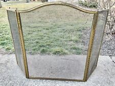 Vintage Folding Fireplace Guard Cover Screen Black Mesh Brass Gold Metal + for sale  Shipping to South Africa