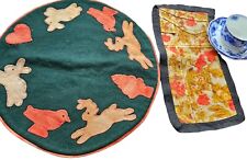 Used, Antique Penny Rug Appliqued Bunny Bird Deer Table Mat Patchwork Lot Primitive for sale  Shipping to South Africa