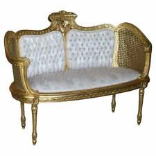 FINE ANTIQUE NAPOLEON III CIRCA 1870 GOLD GILTWOOD BERGERE LOUIS XVI SOFA SETTEE, used for sale  Shipping to South Africa