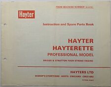 Hayter Hayterette Briggs Engine Professional Lawnmower Instruction & Parts Book for sale  Shipping to South Africa