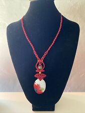 Collier macramé rouge d'occasion  Pomarez