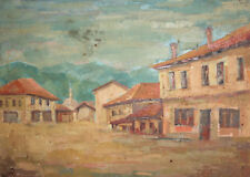1973 European oil painting cityscape country scene signed for sale  Shipping to Canada