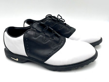 Zapatos de golf NIKE, cuero blanco y negro, cordones, talla 9. Kempshall Last segunda mano  Embacar hacia Argentina