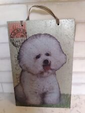 Galvanized Metal Bichon Frise Dog  Magnet Board Wall Plaque Art for sale  Shipping to South Africa