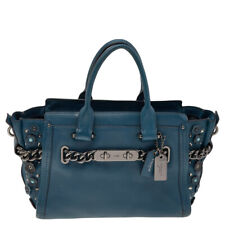 Bolsa satchel Coach azul remendo couro enfeitado Swagger 27 Carryall comprar usado  Enviando para Brazil