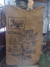 Vintage JOS Schlitz Purity Brewing Co. Bolsa de granos secos bolsa de arpillera 100 libras segunda mano  Embacar hacia Argentina