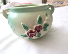 Vintage 3D Verde Little Pot Sugar Bowl Flores & Folhas Mid-Century 3 1/2" Alto comprar usado  Enviando para Brazil