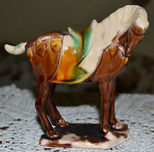 VINTAGE Oriental Chinese ASIAN Pottery Tang Sancai MAJOLICA Horse Figure SIGNED , used for sale  Shipping to South Africa