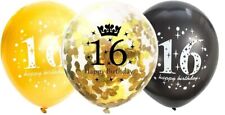 15 x 16th Birthday Balloons Black & Gold Age Party Printed DECOR BALLOONS, used for sale  Shipping to South Africa