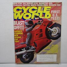 Cycle World enero 1994 Vol 33 No 1 Salón de Milán, Yamaha YZF, Suzuki GSX-R750, ZX-6 segunda mano  Embacar hacia Argentina