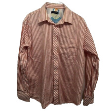 Camisa social masculina TED Baker XL laranja listrada botão para baixo 100% algodão preppy comprar usado  Enviando para Brazil