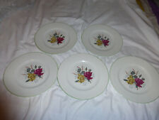 ALPINE WHITE IRONSTONE WOOD & SONS PLATES X5 FLORAL DESIGN ON FRONT, , used for sale  BIRMINGHAM
