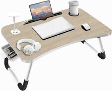 Laptop Tray Foldable Table Laptop Computer Stand with USB Ports Cup Holder White, used for sale  Shipping to South Africa