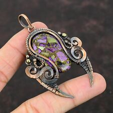 Purpurite Gemstone Handmade Jewelry Copper Mum Gift Wire Wrapped Pendant 2.95" for sale  Shipping to South Africa
