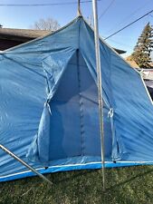 9’  X  11‘ Vintage CABIN TENT CANVAS ROOF NYLON SIDES SLEEP S 6 PERSONS NO POLES for sale  Shipping to South Africa