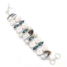 Blue Topaz Shiva Eye Gemstone Handmade Big Bracelet Jewelry 56 Gms LBB 1746, used for sale  Shipping to South Africa