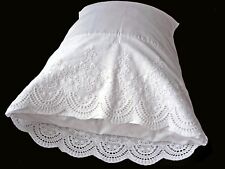 Nuevas fundas de almohada de encaje bordadas de algodón satén blanco estándar Queen King par M2# segunda mano  Embacar hacia Mexico