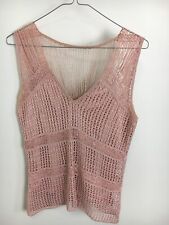 NEXT VEST TOP 12 PINK Mesh Knit Casual Summer CROCHET Occasion Formal Beaded for sale  Shipping to South Africa