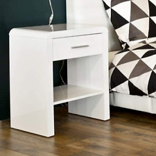 New Gloss White Wood Bedside Table Night Cabinets With 1 Storage Drawers Unit for sale  Shipping to South Africa