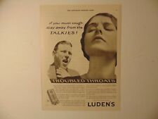 1930 LUDEN'S COUGH DROPS print ad for sale  Shipping to South Africa
