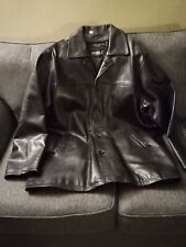 Black leather peacoat for sale  Brooklyn