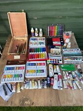 MASSIVE Job Lot Art Material - Oil Paints Heffer Cornelissen Brushes BOX , Easel, used for sale  Shipping to South Africa
