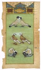 Indio Miniatura Antigua Pintura De Palomas Aves Arte Vintage sobre Papel segunda mano  Embacar hacia Argentina