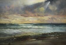 Used, FREDERICK MERCER (1850-1939) LARGE SIGNED ENGLISH WATERCOLOUR - SUNSET BEACH for sale  Shipping to South Africa