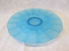 BLUE SATIN LE Smith Glass Server Low Footed Round Cake Stand Plate Fruit 13" w, used for sale  Shipping to South Africa