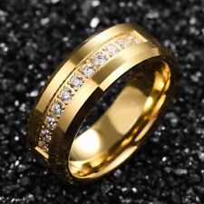 Alianças de casamento masculinas da moda folheadas a ouro zircão branco anel de casal para amantes tamanho 8 comprar usado  Enviando para Brazil