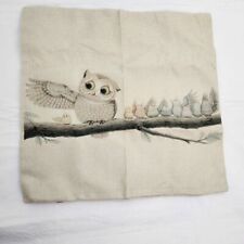 Capa de travesseiro ramo de árvore coruja pássaro creme 17,5x17 quadrada, usado comprar usado  Enviando para Brazil