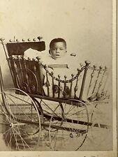 Antique ILL Cabinet Card Photo Of A AFRICAN AMERICAN Baby In A Wicker Carriage for sale  Shipping to South Africa