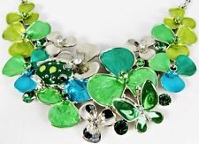 Vintage Statement Necklace Frog Butterfly Flowers Green Enamel VGC Free Shipping for sale  Shipping to South Africa
