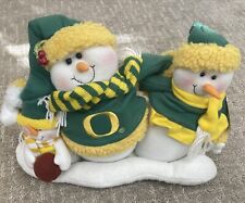 Used, Christmas Oregon Ducks Snowman Family 10" x 16” Mantel/Table Plush Decor for sale  Shipping to South Africa