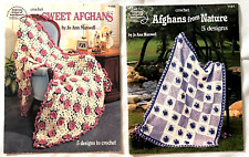 VTG Gorgeous Sweet Afghans & From Nature Crochet Patterns Books Floral Beauties, used for sale  Shipping to South Africa