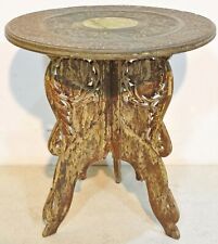 Antiga mesa lateral dobrável esculpida em madeira original antiga fina esculpida à mão, usado comprar usado  Enviando para Brazil