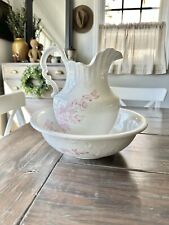 Antique Victorian Wash Basin Pitcher and Bowl Set, Some Chips, Unmarked for sale  Shipping to South Africa